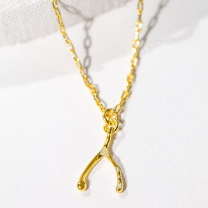 Wishbone Pendant - Gold